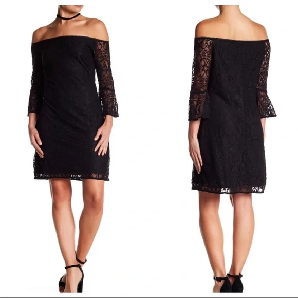 Nsr Lace Off-the-Shoulder Dress Medium - Black Nsr Lace Off-the-Shoulder Dress Medium - Black